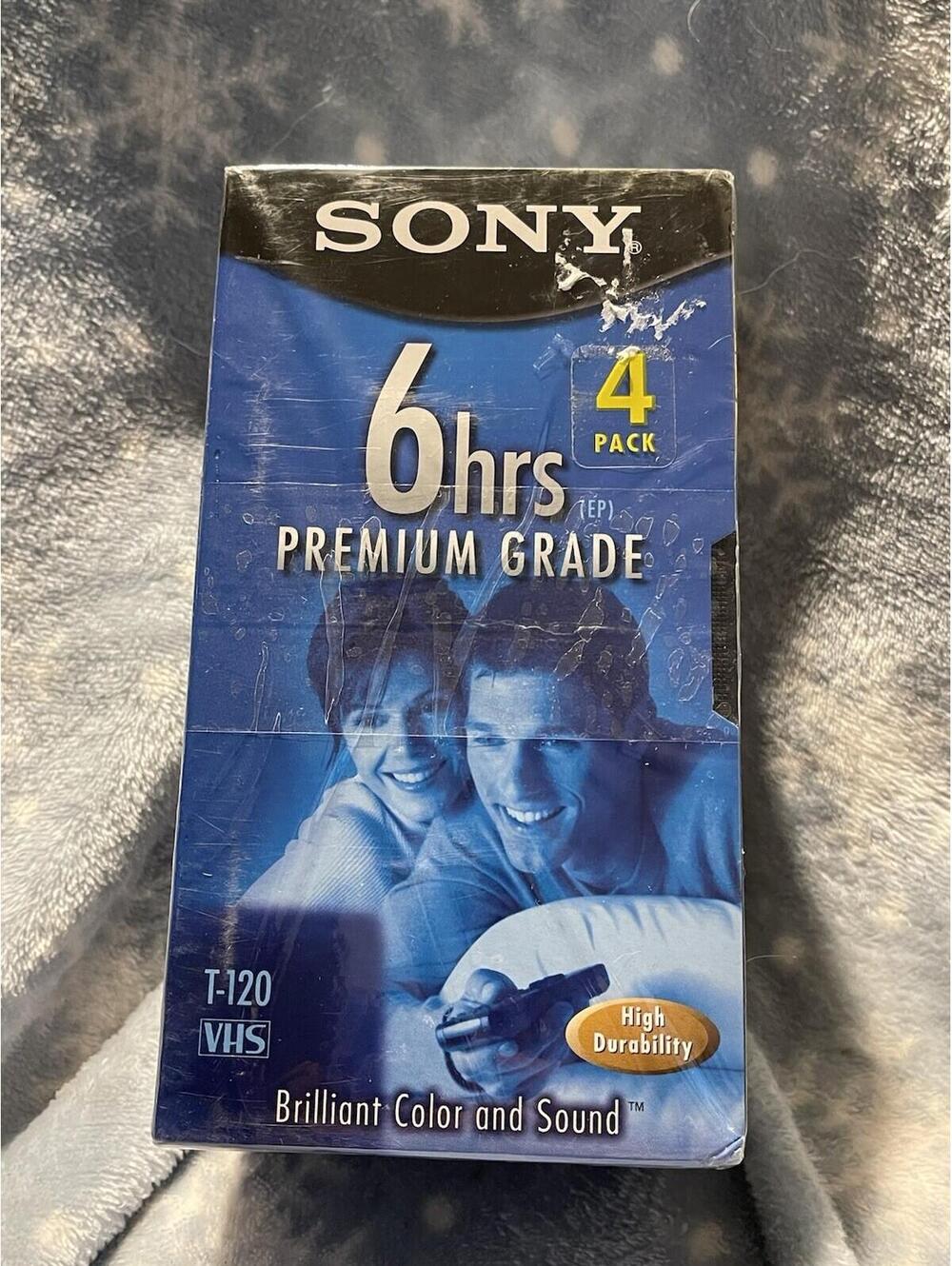 Sony 4 Pack T-120 6hr Premium Grade VHS Tapes New Sealed Pack